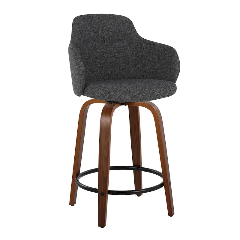 Carson Carrington Iglabo 24 Fixed-Height Counter Stool with Bent Wood Legs and Round Footrest (Set of 2)