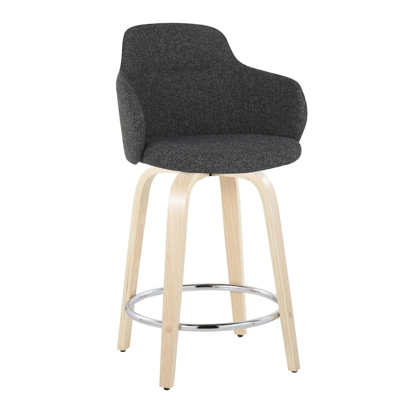 Carson Carrington Iglabo 24 Fixed-Height Counter Stool with Bent Wood Legs and Round Footrest (Set of 2)