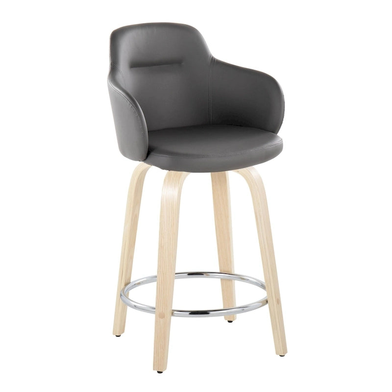 Carson Carrington Iglabo 24 Fixed-Height Counter Stool with Bent Wood Legs and Round Footrest (Set of 2)