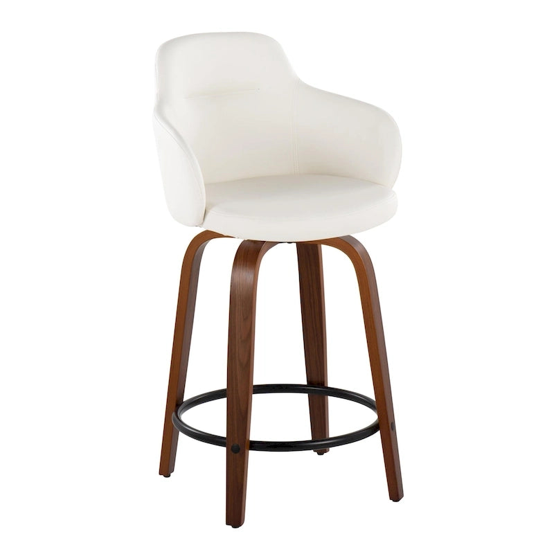 Carson Carrington Iglabo 24 Fixed-Height Counter Stool with Bent Wood Legs and Round Footrest (Set of 2)