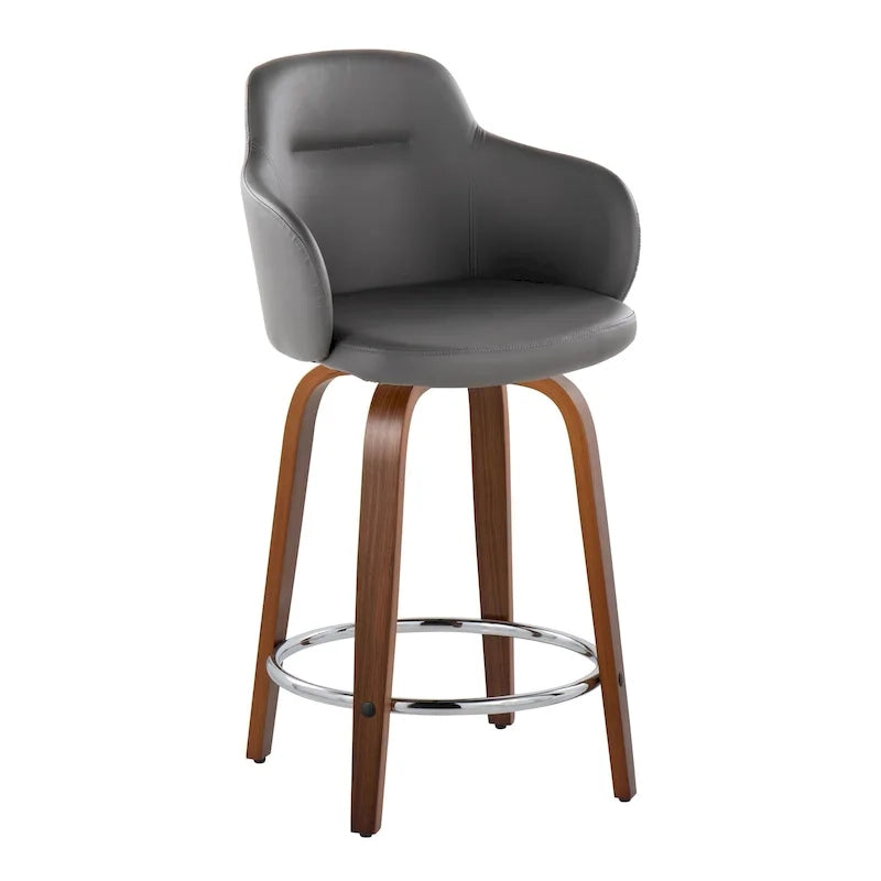 Carson Carrington Iglabo 24 Fixed-Height Counter Stool with Bent Wood Legs and Round Footrest (Set of 2)