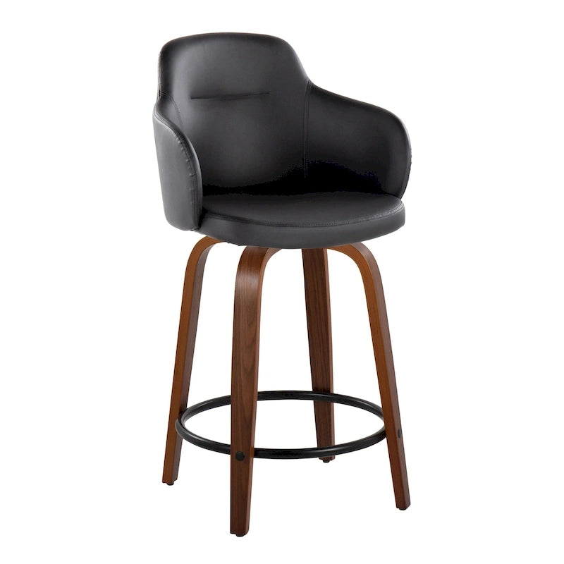 Carson Carrington Iglabo 24 Fixed-Height Counter Stool with Bent Wood Legs and Round Footrest (Set of 2)