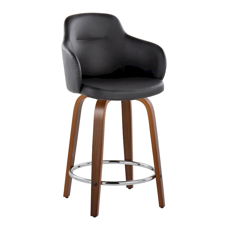 Carson Carrington Iglabo 24 Fixed-Height Counter Stool with Bent Wood Legs and Round Footrest (Set of 2)