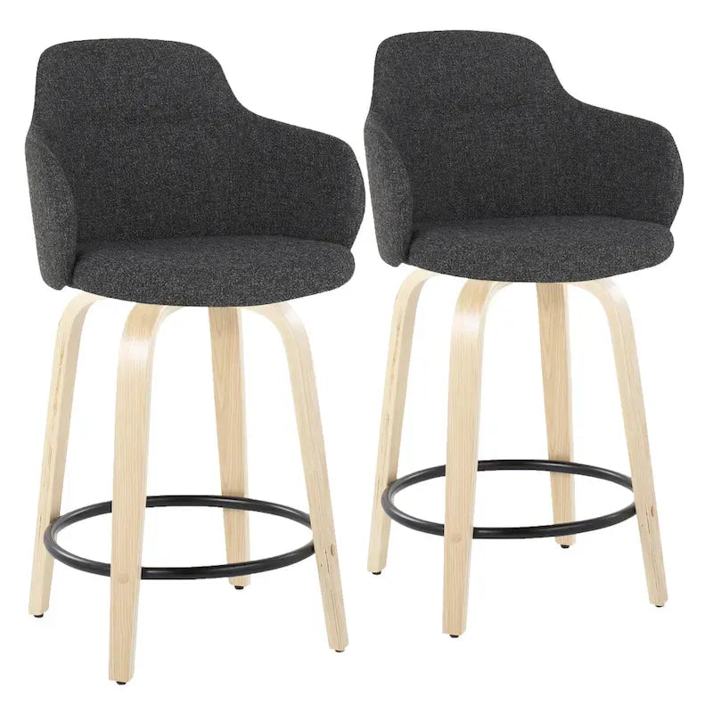 Carson Carrington Iglabo 24 Fixed-Height Counter Stool with Bent Wood Legs and Round Footrest (Set of 2)