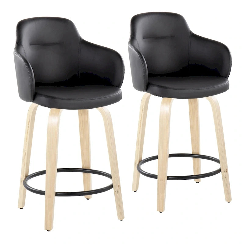 Carson Carrington Iglabo 24 Fixed-Height Counter Stool with Bent Wood Legs and Round Footrest (Set of 2)