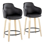 Carson Carrington Iglabo 24 Fixed-Height Counter Stool with Bent Wood Legs and Round Footrest (Set of 2)
