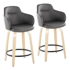 Carson Carrington Iglabo 24 Fixed-Height Counter Stool with Bent Wood Legs and Round Footrest (Set of 2)
