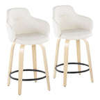 Carson Carrington Iglabo 24 Fixed-Height Counter Stool with Bent Wood Legs and Round Footrest (Set of 2)