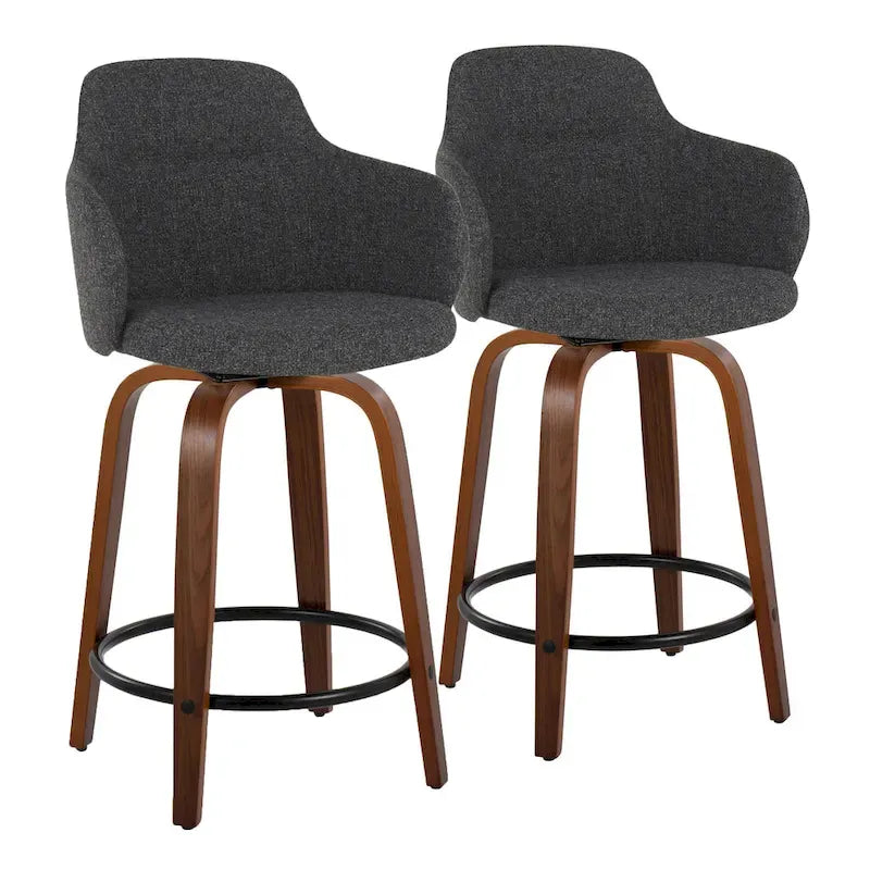 Carson Carrington Iglabo 24 Fixed-Height Counter Stool with Bent Wood Legs and Round Footrest (Set of 2)