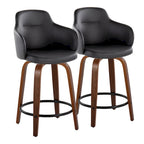 Carson Carrington Iglabo 24 Fixed-Height Counter Stool with Bent Wood Legs and Round Footrest (Set of 2)