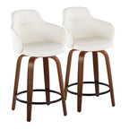 Carson Carrington Iglabo 24 Fixed-Height Counter Stool with Bent Wood Legs and Round Footrest (Set of 2)