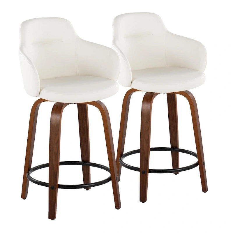Carson Carrington Iglabo 24 Fixed-Height Counter Stool with Bent Wood Legs and Round Footrest (Set of 2)