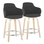 Carson Carrington Iglabo 24 Fixed-Height Counter Stool with Bent Wood Legs and Round Footrest (Set of 2)
