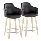 Carson Carrington Iglabo 24 Fixed-Height Counter Stool with Bent Wood Legs and Round Footrest (Set of 2)