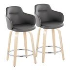 Carson Carrington Iglabo 24 Fixed-Height Counter Stool with Bent Wood Legs and Round Footrest (Set of 2)