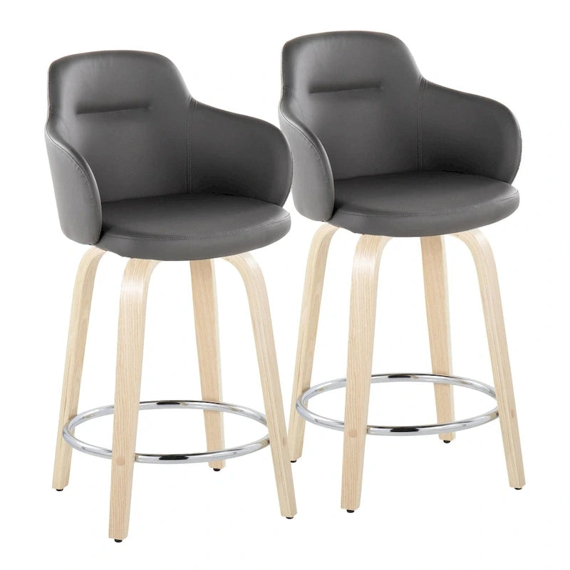Carson Carrington Iglabo 24 Fixed-Height Counter Stool with Bent Wood Legs and Round Footrest (Set of 2)