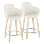 Carson Carrington Iglabo 24 Fixed-Height Counter Stool with Bent Wood Legs and Round Footrest (Set of 2)