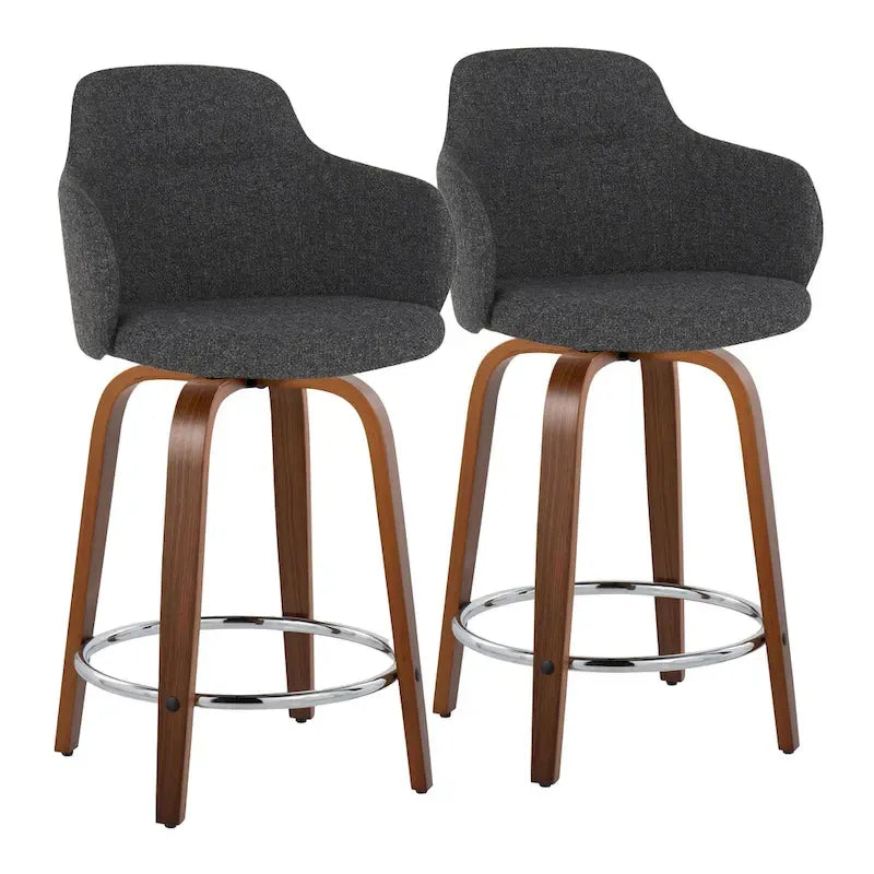 Carson Carrington Iglabo 24 Fixed-Height Counter Stool with Bent Wood Legs and Round Footrest (Set of 2)