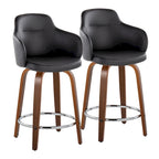 Carson Carrington Iglabo 24 Fixed-Height Counter Stool with Bent Wood Legs and Round Footrest (Set of 2)