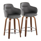 Carson Carrington Iglabo 24 Fixed-Height Counter Stool with Bent Wood Legs and Round Footrest (Set of 2)