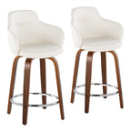 Carson Carrington Iglabo 24 Fixed-Height Counter Stool with Bent Wood Legs and Round Footrest (Set of 2)