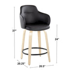 Carson Carrington Iglabo 24 Fixed-Height Counter Stool with Bent Wood Legs and Round Footrest (Set of 2)