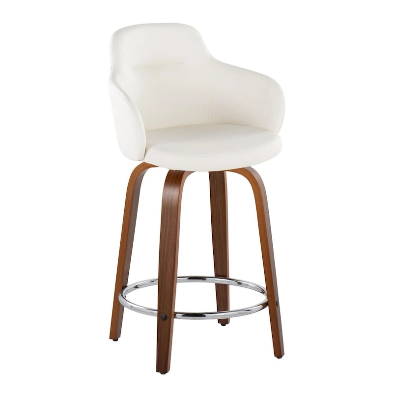 Carson Carrington Iglabo 24 Fixed-Height Counter Stool with Bent Wood Legs and Round Footrest (Set of 2)