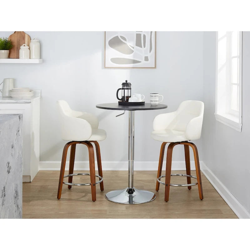 Carson Carrington Iglabo 24 Fixed-Height Counter Stool with Bent Wood Legs and Round Footrest (Set of 2)