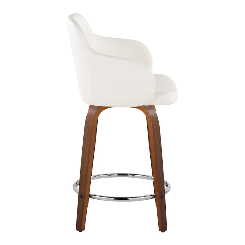 Carson Carrington Iglabo 24 Fixed-Height Counter Stool with Bent Wood Legs and Round Footrest (Set of 2)