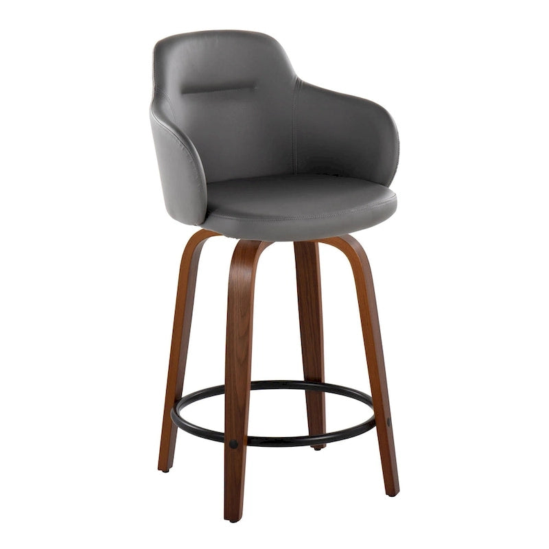 Carson Carrington Iglabo 24 Fixed-Height Counter Stool with Bent Wood Legs and Round Footrest (Set of 2)