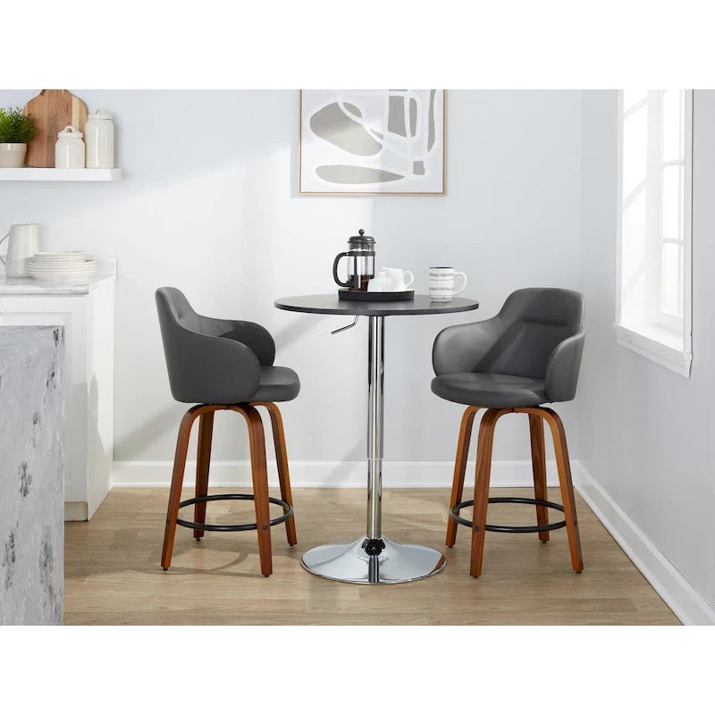 Carson Carrington Iglabo 24 Fixed-Height Counter Stool with Bent Wood Legs and Round Footrest (Set of 2)