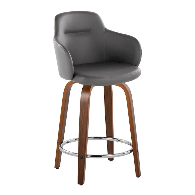 Carson Carrington Iglabo 24 Fixed-Height Counter Stool with Bent Wood Legs and Round Footrest (Set of 2)