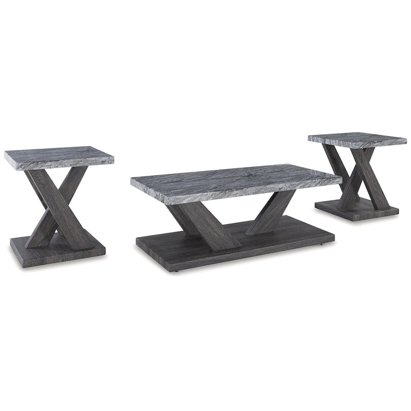 Gray Nesting Coffee Table Set of 3, 48"W x 24"D x 18"H, Modern Living Room Accent Tables