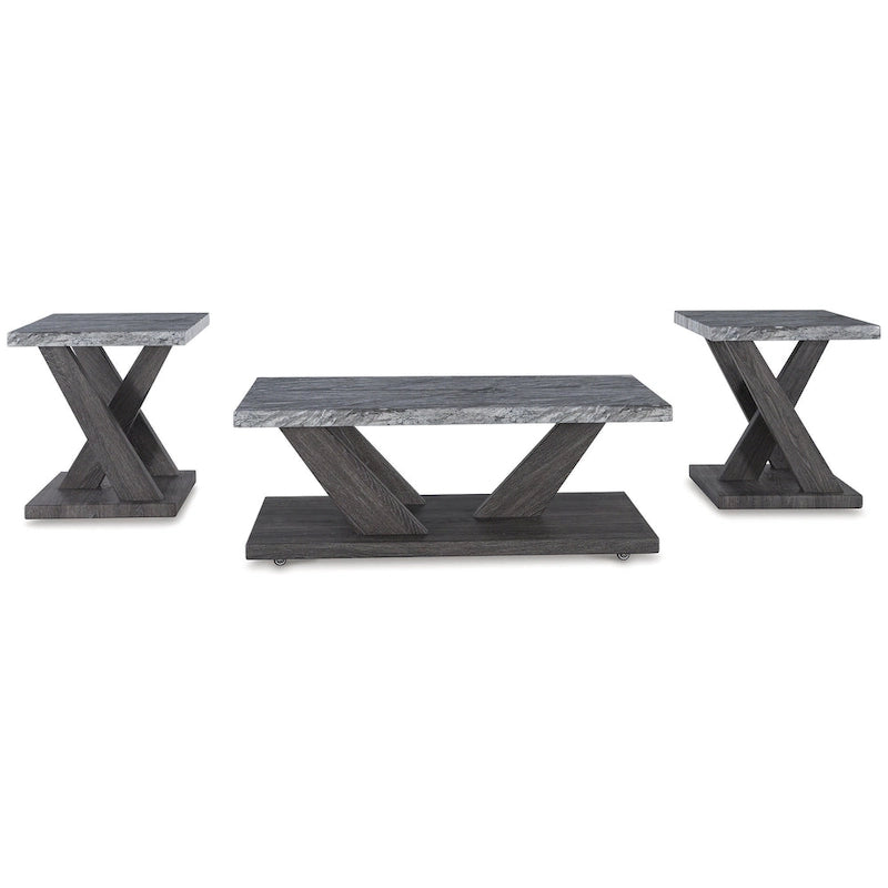 Gray Nesting Coffee Table Set of 3, 48"W x 24"D x 18"H, Modern Living Room Accent Tables