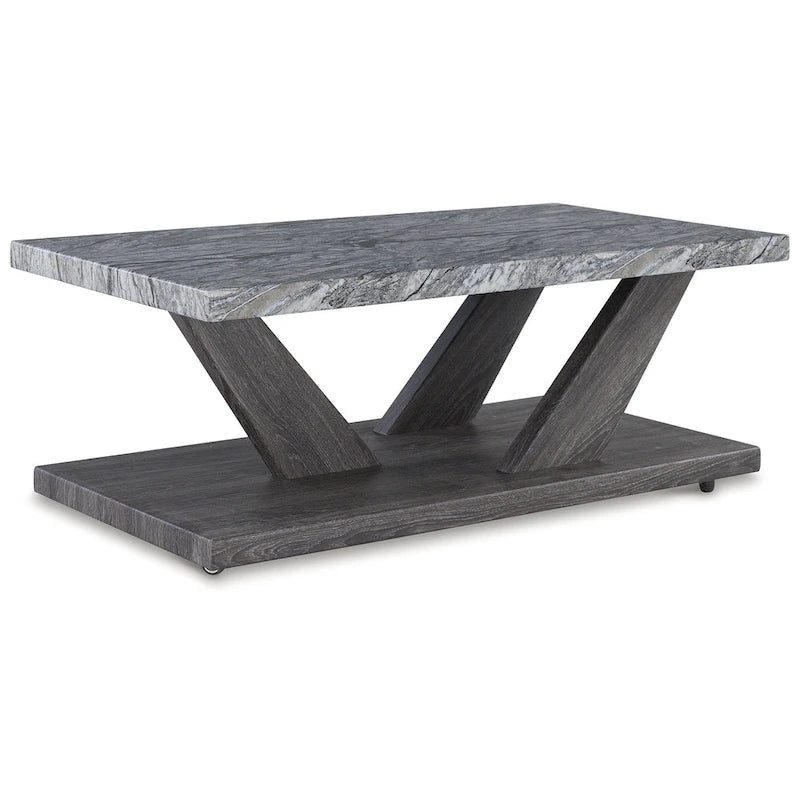 Gray Nesting Coffee Table Set of 3, 48"W x 24"D x 18"H, Modern Living Room Accent Tables