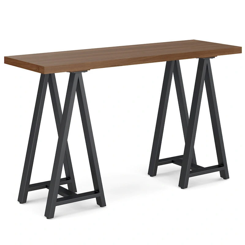 Hawkins SOLID WOOD and Metal 50 inch Wide Modern Industrial SOLID WALNUT WOOD and Metal Console Sofa Table in Walnut