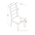 Farmhouse White Dining Chair Set of 2, Slat Back with Grey Upholstered Seat, 38.25"H