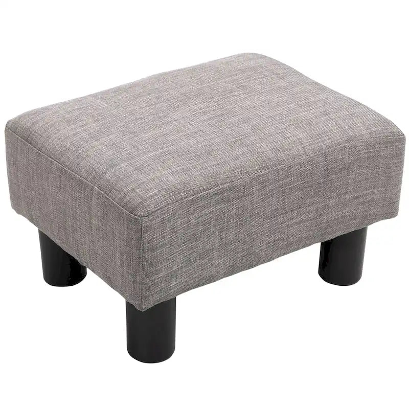 Modern Linen Upholstered Footrest Ottoman, Rectangular Accent Stool for Living Room