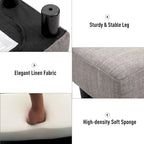 Modern Linen Upholstered Footrest Ottoman, Rectangular Accent Stool for Living Room