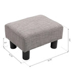Modern Linen Upholstered Footrest Ottoman, Rectangular Accent Stool for Living Room