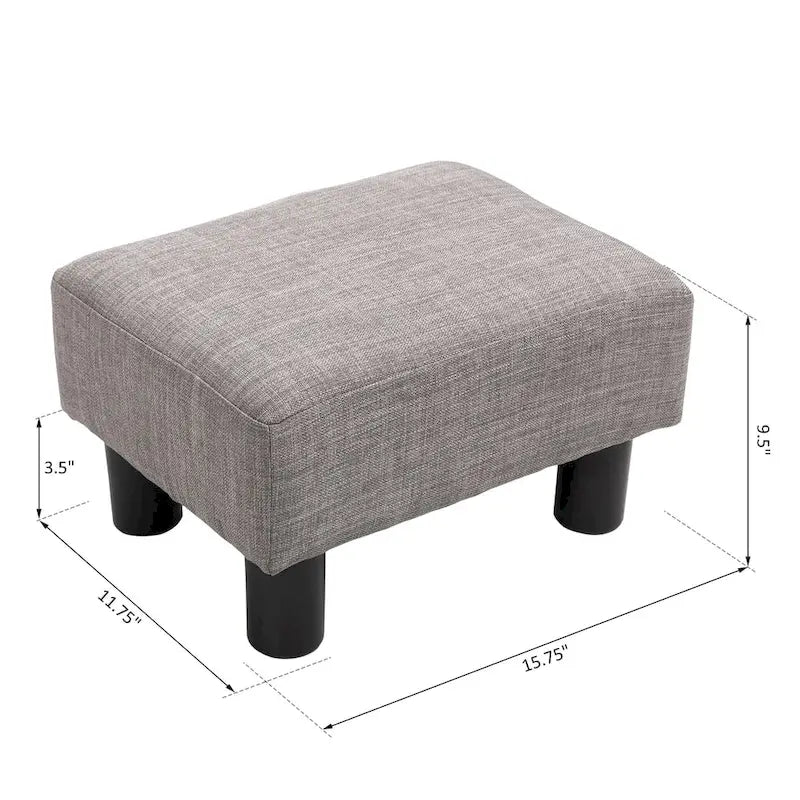 Modern Linen Upholstered Footrest Ottoman, Rectangular Accent Stool for Living Room