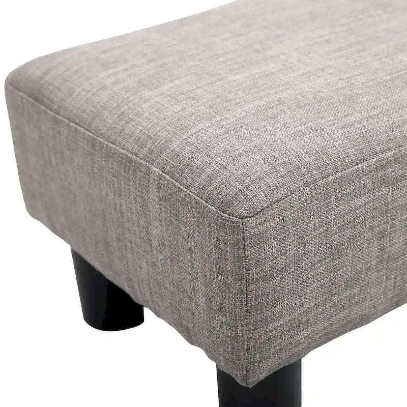 Modern Linen Upholstered Footrest Ottoman, Rectangular Accent Stool for Living Room