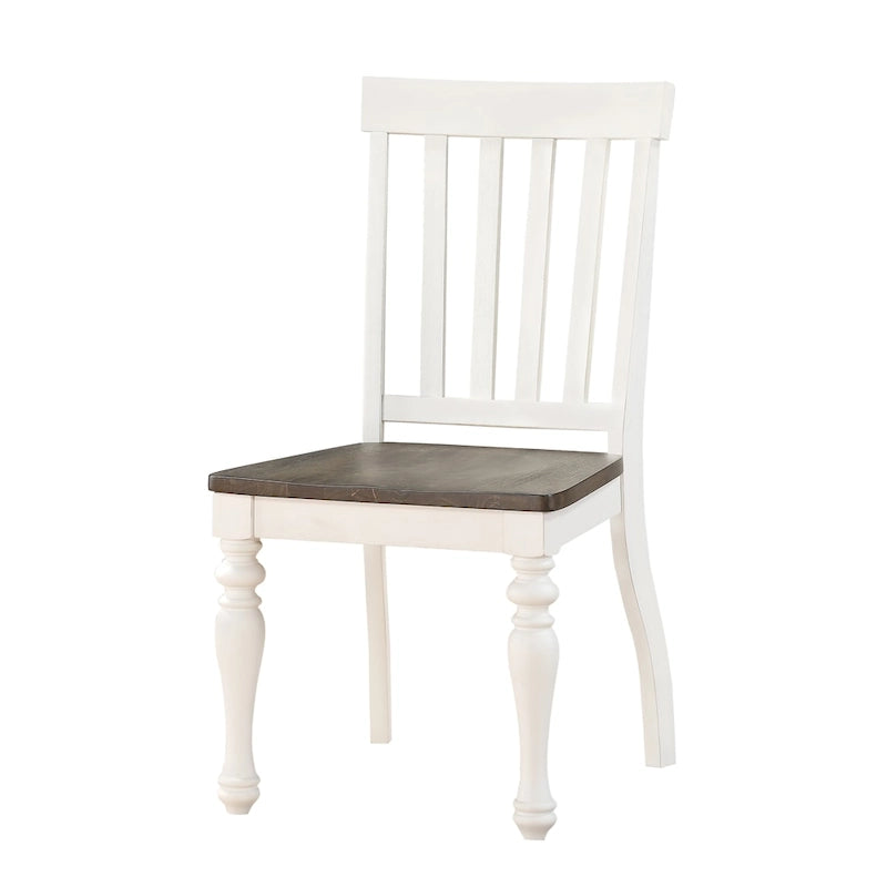 Farmhouse Two-Tone Dining Side Chair Set of 2, Wood Frame with Upholstered Seat