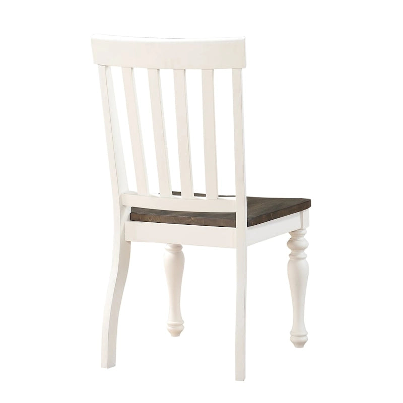 Farmhouse Two-Tone Dining Side Chair Set of 2, Wood Frame with Upholstered Seat