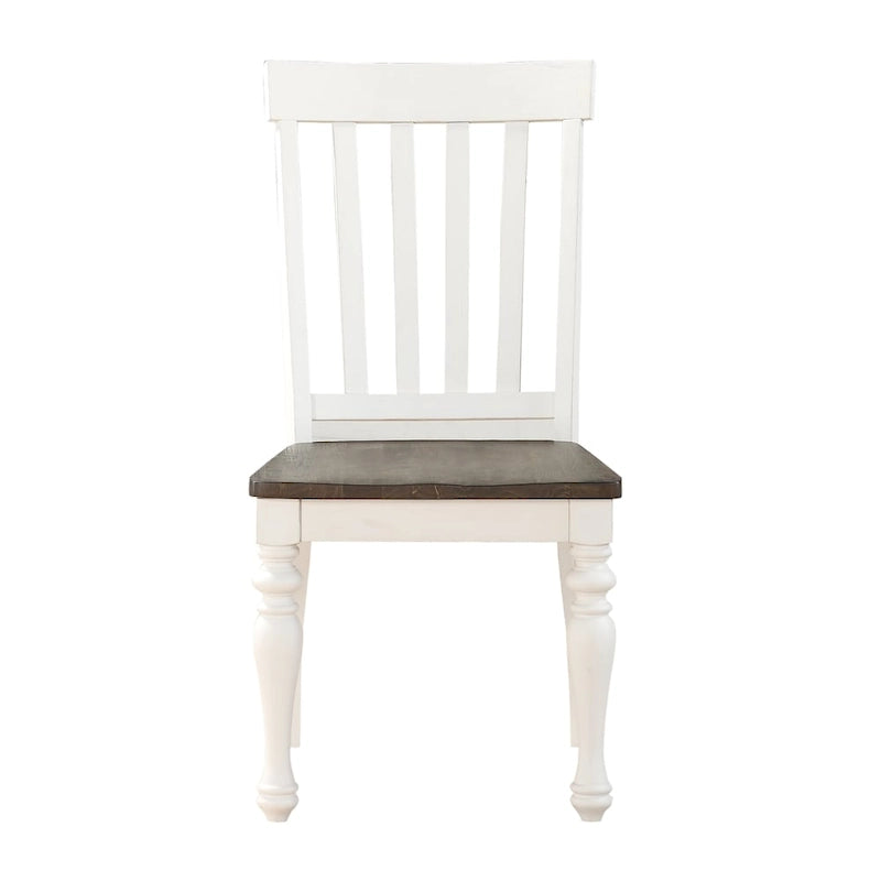 Farmhouse Two-Tone Dining Side Chair Set of 2, Wood Frame with Upholstered Seat