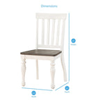 Farmhouse Two-Tone Dining Side Chair Set of 2, Wood Frame with Upholstered Seat