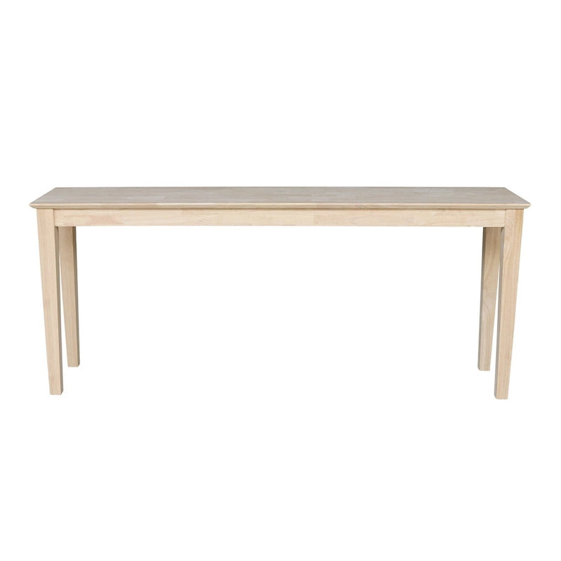 72" Shaker Console Table, Solid Parawood Butcher Block Surface, Unfinished, 72Wx16Dx30H
