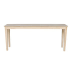 72" Shaker Console Table, Solid Parawood Butcher Block Surface, Unfinished, 72Wx16Dx30H