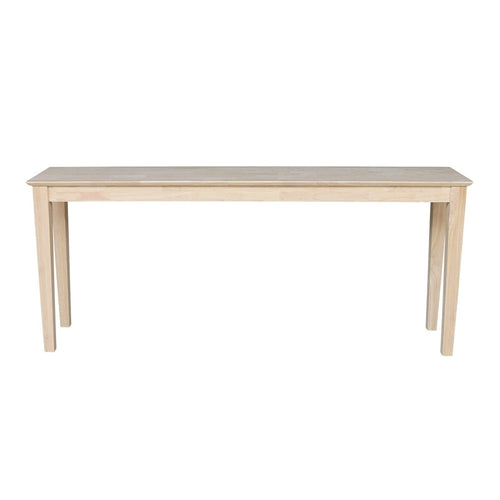 72" Shaker Console Table, Solid Parawood Butcher Block Surface, Unfinished, 72Wx16Dx30H