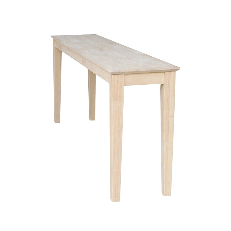 72" Shaker Console Table, Solid Parawood Butcher Block Surface, Unfinished, 72Wx16Dx30H